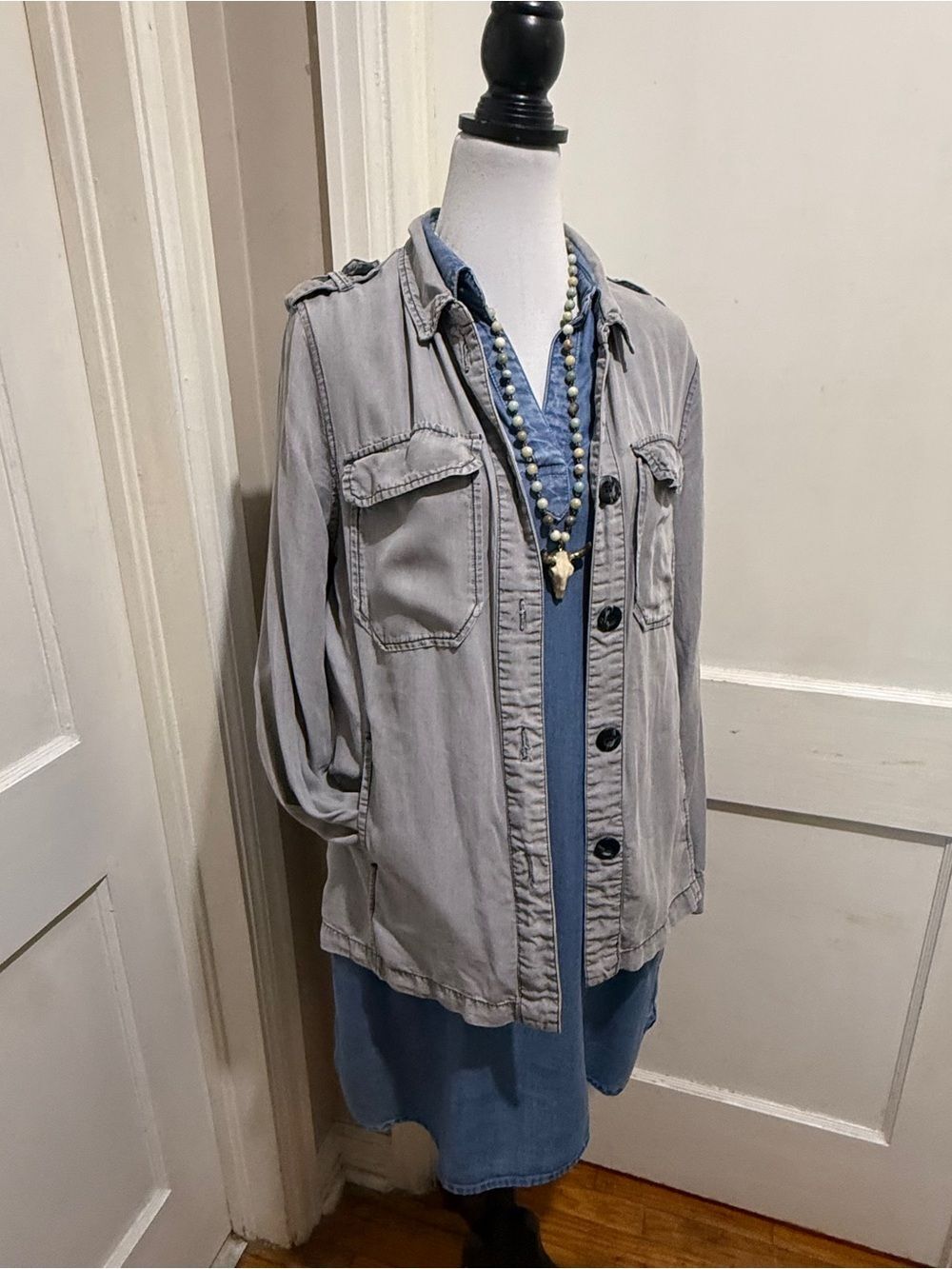 Velvet Heart gray utility shirt jacket